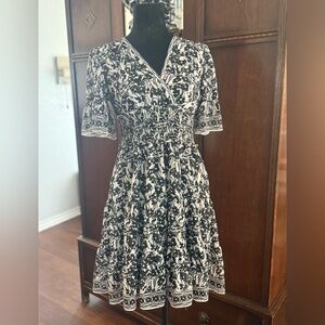 Max Studio Black and White Midi Dress